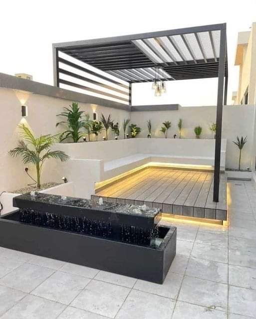 Outdoor pergola and deck